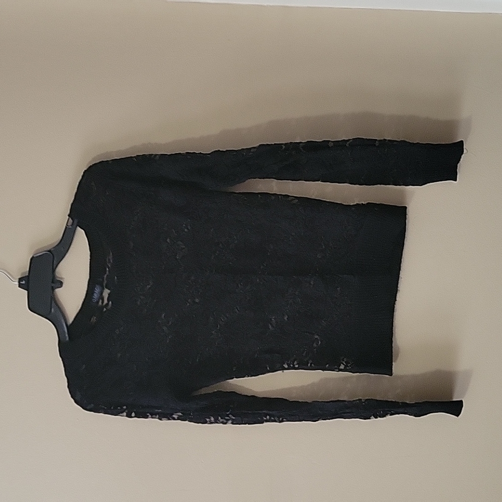 A small black long sleeve top from Garage..floral lace